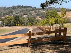 Post and rail fencing by baralings woodwork, victoria melboune